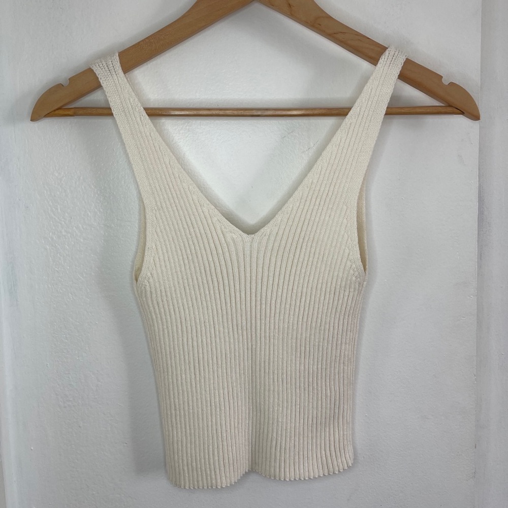 Woven cream crop top